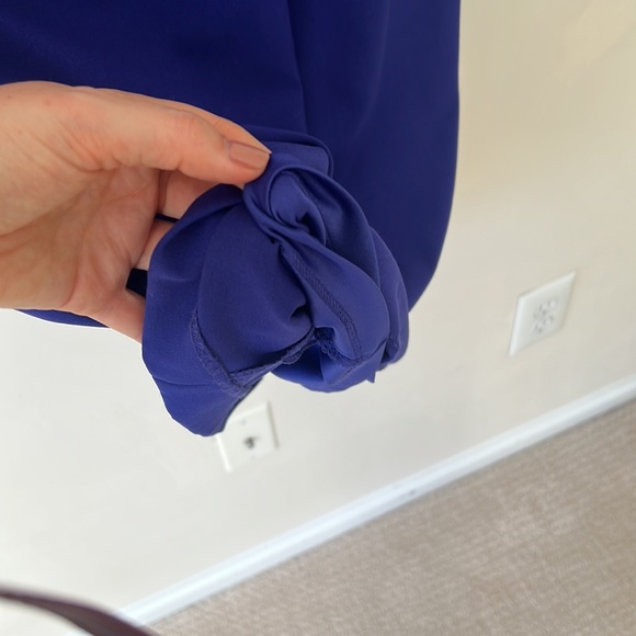 Calvin Klein Womens shift sheath dress zip up back knee length ruched blue nwot - Picture 7 of 10